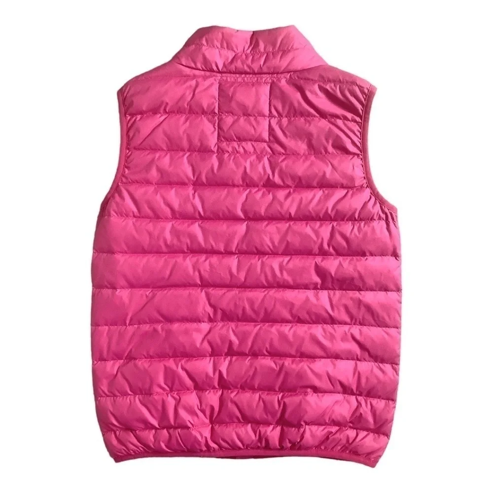 Hanna Andersson Girls Pink Down-feather Full Zip Up Vest‎ Size 12 Pockets
